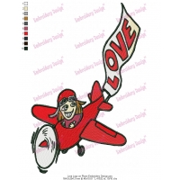 Love Logo on AirPlane Embroidery Design